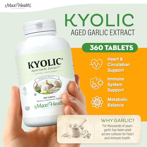 Maxi Health Kyolic Organic Garlic Supplement - Kosher Garlic Tablets with Kyolic Aged Garlic Extract for Immune Support - Vegetarian Garlic Pills (360 Count)