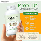Maxi Health Kyolic Organic Garlic Supplement - Kosher Garlic Tablets with Kyolic Aged Garlic Extract for Immune Support - Vegetarian Garlic Pills (360 Count)