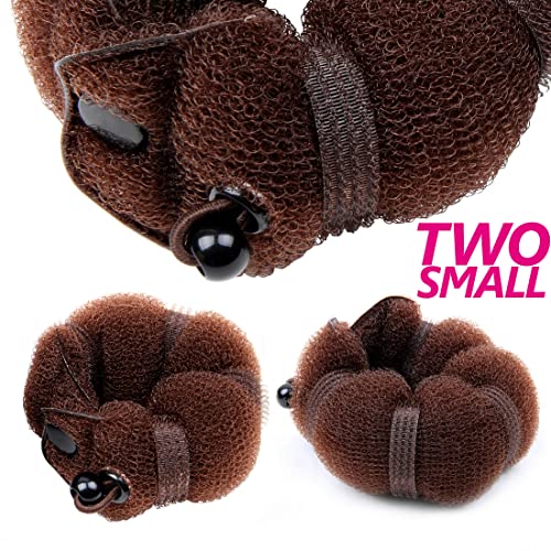Beauty Small Hair Bun Maker - 2 Pieces Magic Styling Twist Ring Doughnut Chignon for Kids Ballet (Brown)