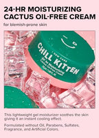 I DEW CARE Heartleaf Face Cream - Chill Kitten | Moisturizer with Moringa Seed, Prickly Pear, Aloe Vera Gel, Cactus Oil-Free, Glass Skin Look, Daily Use, for Dry Skin, Skin Barrier Repair, 1.69 FL Oz