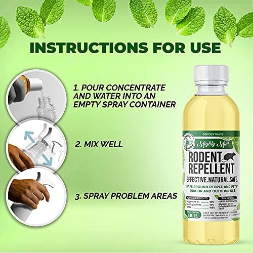 Mighty Mint 8 oz Peppermint Rodent Repellent Concentrate - Makes 1 Gallon - Natural Spray for Rats, Mice, and More.