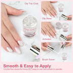 SAVILAND Dip Powder Liquid Set 15 ml/0.5 oz,10 Pcs Nail Dip Liquid Set with Base/Top Coat, Activator Brush Saver Acrylic Gel Dip Nail File Dip Nail Liquid Set No Curing Needed DIY Home Salon Quality