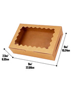 qiqee 9x6x2.5 Inch Brown Cookie Box with Window 15Pcs Pastry Macaron Bakery Box For Packaging