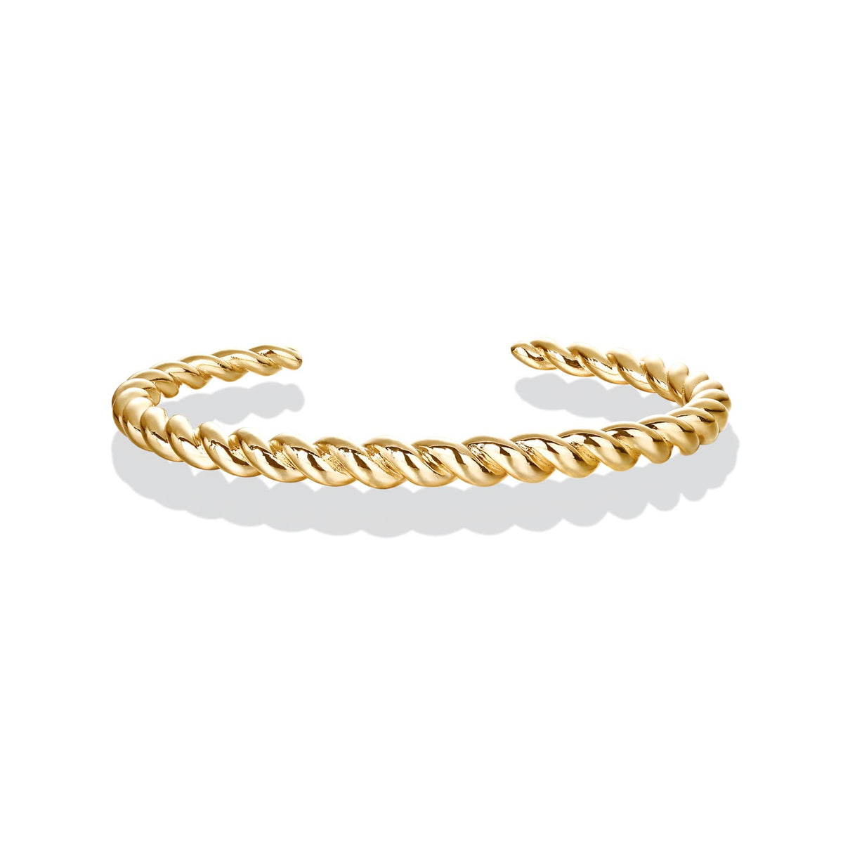 PAVOI Chunky Twisted Braided Bangle Bracelet, 14K Gold Plated, Yellow Gold