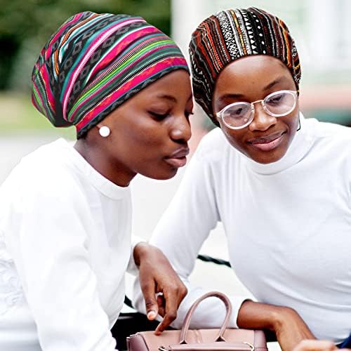 Sintege 6 Pcs Satin Lined Bonnet Sleep Cap for Women Men African Silk Soft Beanie Hair Sleep Wrap for Natural Curly Braids