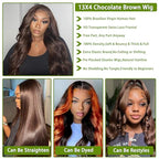 Chocolate Brown Lace Front Wig Human Hair 180% Density Brown Body Wave 13x4 Lace Front Wigs Human Hair for Black Women 4# Colored Wigs Human Hair (24inch)
