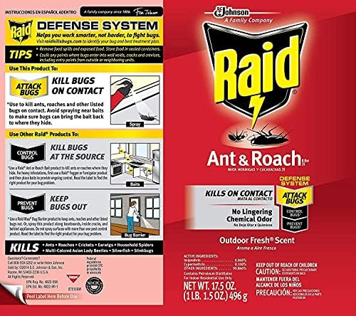 Raid Ant & Roach Spray Outdoor Fresh 17.50 oz (Pack of 6)