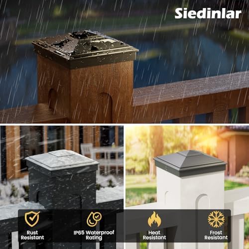 SIEDiNLAR 4x4 Pyramid Post Caps Waterproof Outdoor 4x4 Post Cover, Fits 3.5x3.5 4x4 Wood Vinyl Posts for Fence Deck Mailbox Patio (Black, 12 Pack)