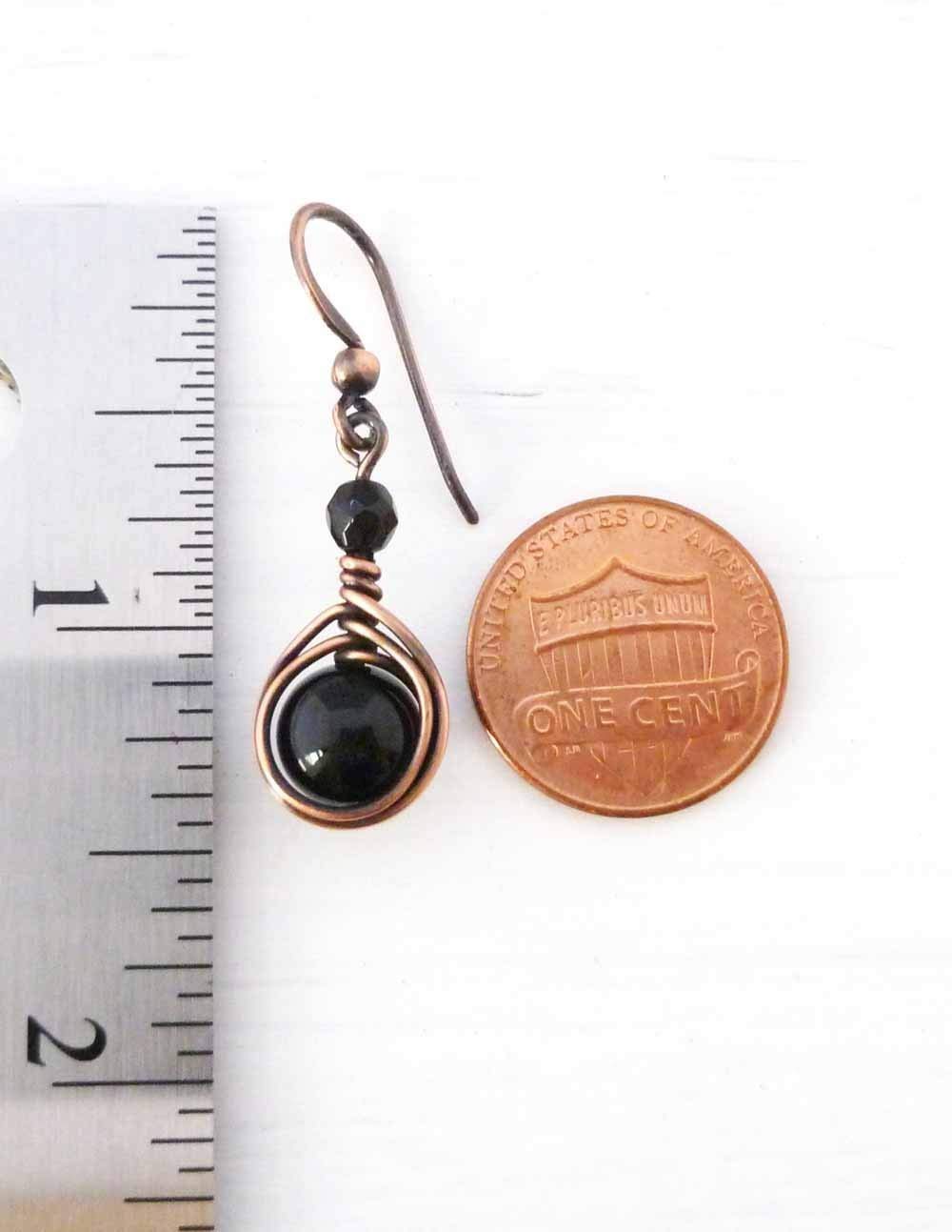 Pillar of Salt Studio Handcrafted Solid Copper Earrings Black Onyx Gemstone