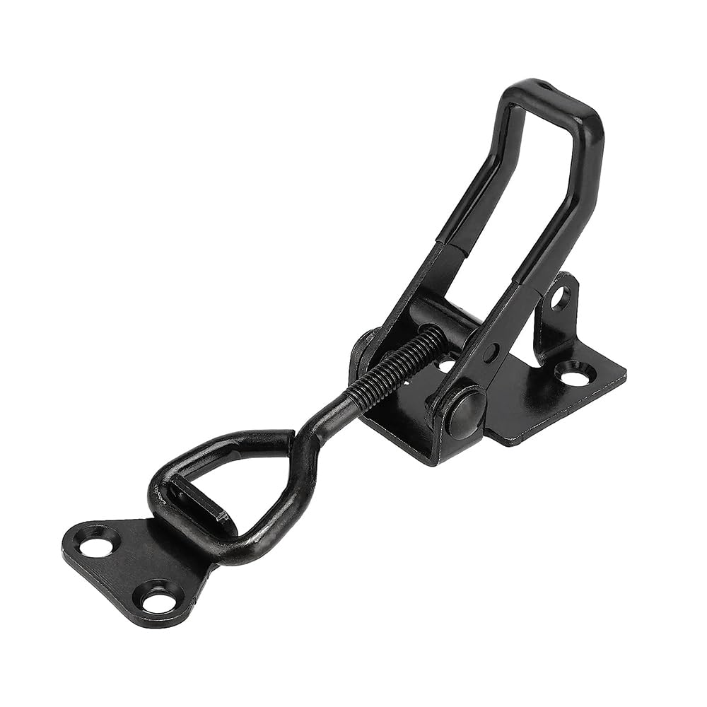 E-TING 4Pack Heavy Duty Toggle Clamp Latch 300Kg 661Lbs Holding Capacity 4003 Pull Latch Clamps Black Adjustable Quick Release Hasp Clamps for Smoker Cabinet Boxes Case Trunk Jig Metal Catch Set