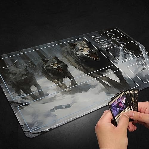 Playmat for MTG, with Free Storage Bags,Game Mat 24 x 14 inches, TCG and Board Game Mat for Cards,Mousepad Desk Mats (with Zones,Magic Mat 5)