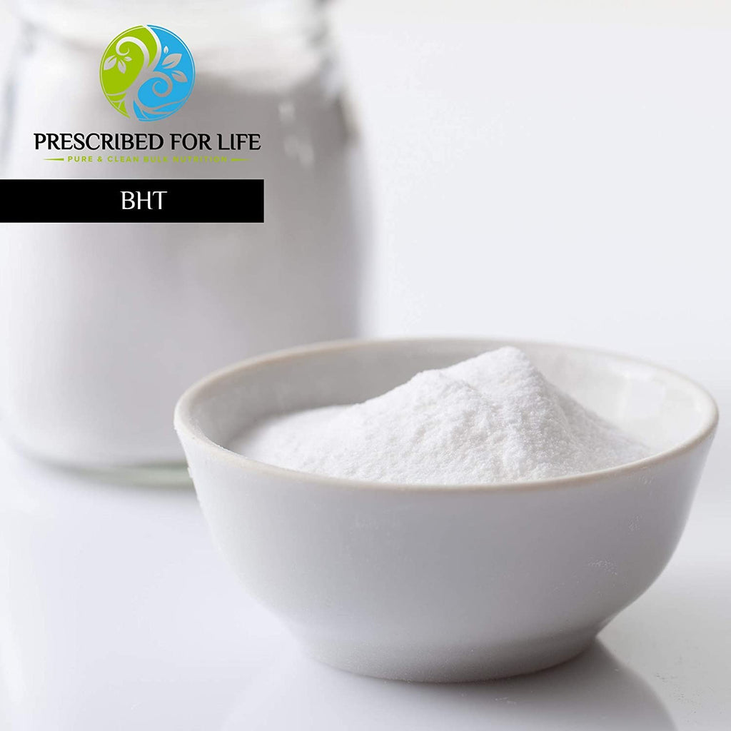 Prescribed For Life BHT Powder, Powdered Butylated Hydroxytoluene for Food Preservation, Vegan, Gluten Free, Non GMO, Unbleached, Soy Free (4oz / 113g)