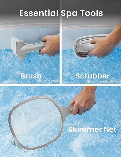 Kokido 5-in-1 Rechargeable Spa Vacuum Essential Kit - Multi-Angle Head, Section Pole, 3 Hand Tools: Skimmer, Scrubber, and Brush. Cold/Hot Water Safe, Ideal for Inflatable Spa Hot Tub Xtrovac100