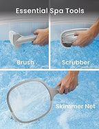 Kokido 5-in-1 Rechargeable Spa Vacuum Essential Kit - Multi-Angle Head, Section Pole, 3 Hand Tools: Skimmer, Scrubber, and Brush. Cold/Hot Water Safe, Ideal for Inflatable Spa Hot Tub Xtrovac100