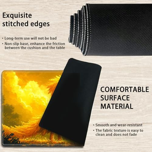 Playmats for Magic: The Gathering MTG Card Game Mat Plus 50 Pcs Card Sleeves, 24 x 14 inch TCG Mat with Stitched Edge for Commander Deck Duskmourn Board Game, Golden Chocobo