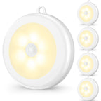 Mlambert 4 Pack Motion Sensor LED Night Light, Cordless Battery-Powered Stick-on Magnet Closet Lights, Safe Lighting for Stairs, Cabinet, Neutral White