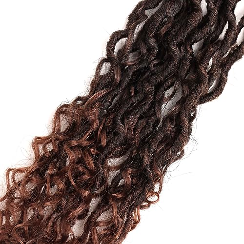 LMZIM 14 inch Goddess Locs Crochet Hair 8 Packs Boho Locs Crochet Braids,Hippie Locs Crochet Hair for Black Women Faux locs Croceht Hair Pre Looped River Locs Crochet Hair with Curly Ends 1B/30