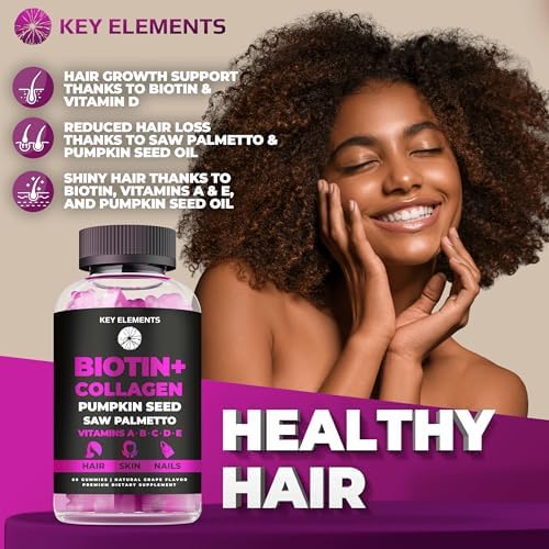 Hair Skin and Nails 10000mcg Biotin Gummies & Collagen Gummies - Biotin Vitamins Gummies for Hair Growth Pumpkin Seed Oil, Saw Palmetto Extract & Vitamins A B6 C D E - Biotin and Collagen Supplements
