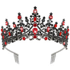 CURASA Black Tiaras for Women Red Gothic Crown for Women Girls Queen of Hearts Crown Quinceanera Tiara Princess Crowns Royal Queen Crown Baroque Vintage Crown for Halloween Costume Birthday Cosplay