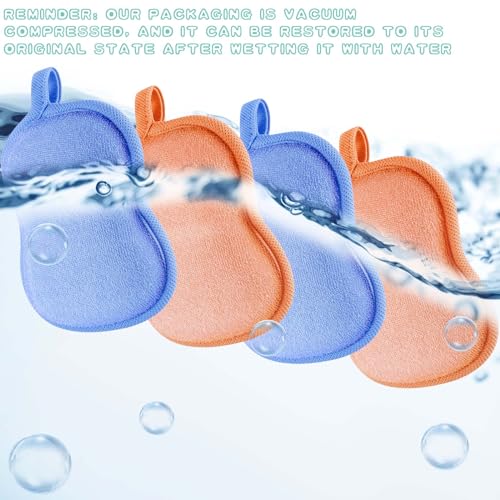 Tatuo 4 Pieces Baby Bath Sponge Cotton Baby Sponge Soft and Absorbent loofah for Kids Babies Men Women(Orange,Blue)