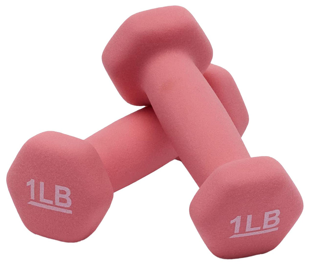 Amazon Basics Neoprene Dumbbell Hand Weights, 1 Pound, Pair, Pink
