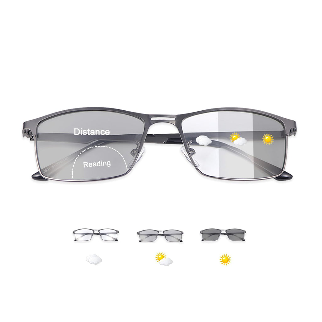 YIMI Photochromic Bifocal Reading Glasses UV Outdoor Sunglasses Computer Anti Blue Light Transition Eyeglasses for Men Women(Black, 1.50, multiplier_x)