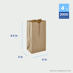 Karat 4lb Paper Lunch Bags - Kraft, 2,000 Count - Versatile Paper Bags for Small Business, Snacks, Popcorns or Party Favor - Sturdy, Self-Standing, Reusable