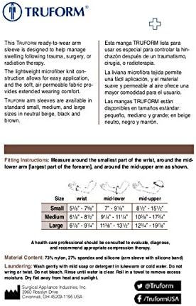 Truform Lymphedema Compression Arm Sleeve, 20-30 mmHg Post Mastectomy Support, Brown, Medium