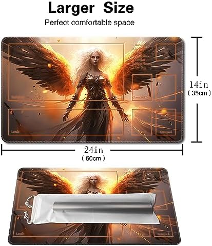 MTG Playmat Size 24x14in Free Storage Bags Non-Slip Backing, Ideal for Card Game Enthusiasts TCG Playmat (Blaze Angel-Deck)
