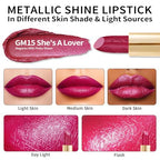Oulac Matte Lipstick with Metallic Shine, Comfortable Creamy Texture, Smooth No Grainy Feeling, Vegan & Gluten Free, Full-Coverage Lip Colour 4.3 g, GM15 She's A Lover
