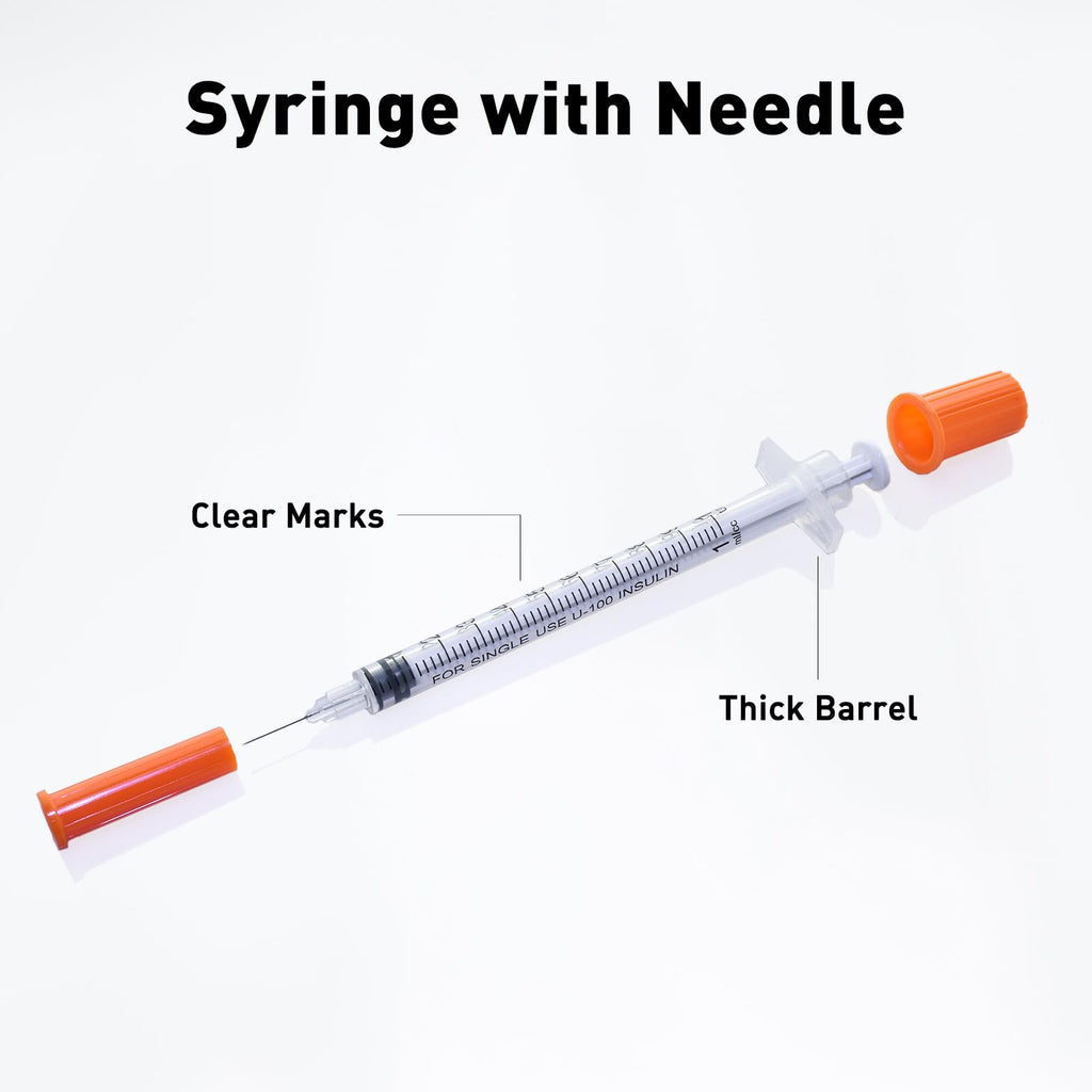 U-100 1ml 31 Gauge 5/16" Syringe, Individually Packed 100 PACK