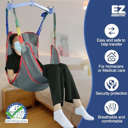 Universal Full Body Patient Lift Sling, Mesh Fabric Patient Sling Transfer and Bathing aids, 500lb Weight Capacity (Large)