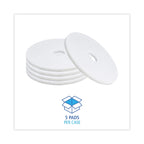 Boardwalk Polishing Floor Pads, 17" Diameter, White, 5/Carton