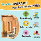 SummiDate Wooden Letter Piggy Bank| Piggy Bank for Boys Girls Toddler| Alphabet D Money Bank| Coin Bank Birthday Gift for Kids|Birthday Gift for Kids (D)