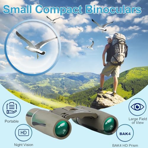 PISEZ 30X60 Compact Binoculars for Adults and Kids，Lightweight Foldable Easy Focus Small Binoculars for Bird Watching Hunting Concert Traveling Theater Opera Sightseeing