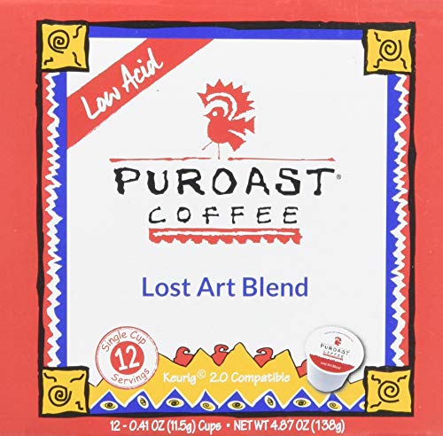 Puroast Low Acid Coffee| Lost Art Single Serve Pods | Medium Roast | High Antioxidants & High pH |No Bitter Aftertaste | Reduced Heartburn & GERD Friendly | 72 Count - Compatible with Keurig Brewer