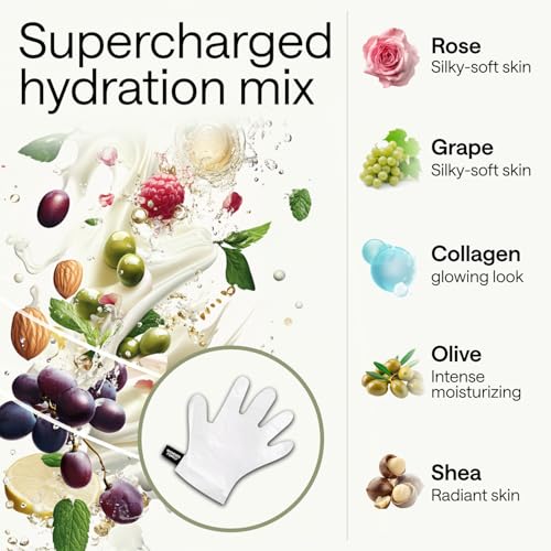 Korean Hand Masks Moisturizing Glove for Dry Hands - Hand Moisturizer Gloves for Women, Men - Hand Therapy Gloves with Collagen, Rose Oil, Shea Butter - White Hydrating Korean Hand Mask Bulk, 6 Pack
