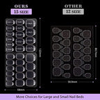 Nail Adhesive Tabs for Press On Nails - BTArtbox 20 Sheets 15 Sizes Ultra Thin & Waterproof Nail Stickers for Fake Nails, 600PCS Double Sided Jelly Nail Sticky Tabs for Manicure