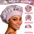Satin Bonnet Silk Bonnet Hair Bonnet for Sleeping- 6 Pack Bonnets for Black Women with Wide Elastic Band for Curly Hair
