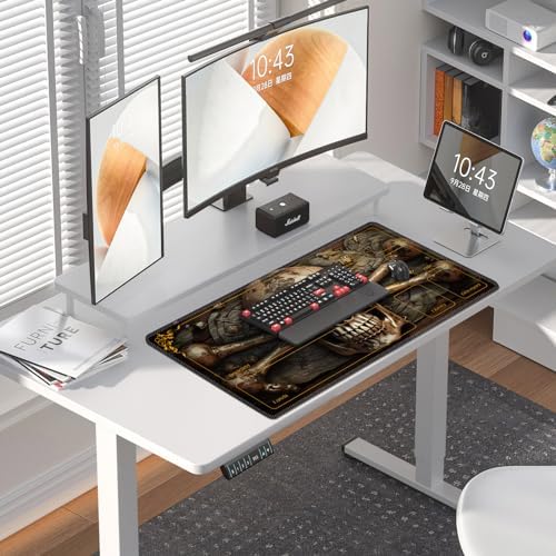 DEGDFSGR for MTG Playmat with Zones 24 x 14 inches for TCG Playmats Non-Slip Rubber Base Commander Play Mat for Magic The Gathering Playmat Iorcana Trading Card Game, Pirate Skull Crossbones