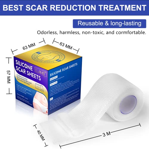 Silicone Scar Sheets - Gel Silicone Scar Tape (1.6” x 120”), Invisible Medical Grade Scar Silicone Strips, Transparent Removal Scar Patches for Keloids, Burn, C-Section, Acne