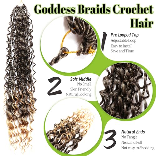 Goddess Bohemian Box Braids Crochet Hair-8 Packs 24 Inch Boho Crochet Braids for Black Women Synthetic Braiding Hair (T27, 24 Inch(Pack of 8))