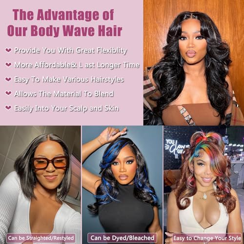 Body Wave Bundles Human Hair 4 Bundles 14 16 Inch 12A Human Hair Bundles 100% Unprocessed Brazilian Virgin Hair Weave Bundles Human Hair Natural Black Deals for Women (14/14/16/16 Inch, 4 Bundles)