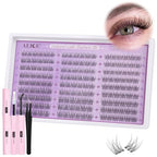 ALICE Natural Lash Clusters Kit Clear Band Wispy Lash Extension Kit Cluster Eyelash Extension Kit 162pcs C Curl 11-13mm Individual Lashes with Lash Glue Bond and Seal and Tweezers DIY at Home