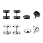 JOVIVI 8 Pairs 18G/16G Wood Faux Gauges Earrings For Men Women Punk Stainless Steel Turquoise Barbell Stud Earrings Fake Flesh Ear Tunnels Expander Plugs 00G Gauge Look