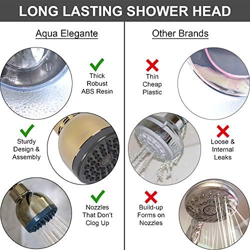 Aqua Elegante Low Water Pressure Shower Heads - Best High Pressure Boosting Wall Mount Showerhead - Indoor And Outdoor Modern Bath Spa Head, 2.5 GPM - Polished Brass