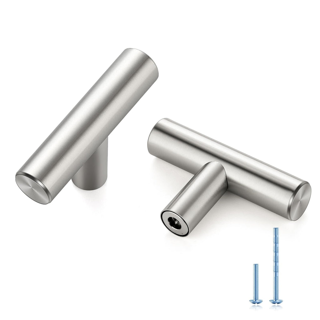 30 Pack Brushed Nickel Cabinet Knobs, 2in Length T Bar Drawer Pulls