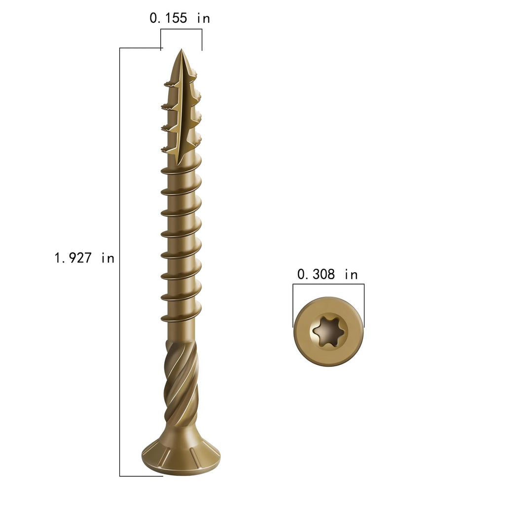 Wensilon #8 * 2" Deck Screws, (2336pcs) 15 lbs.Exterior Wood Screws, Rust Resistant epoxy Coated, Bronze, T20 Star Bit