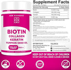 Biotin Supplement 10000mcg with Collagen Peptides Keratin and Pumpkin Seed Oil for Hair Skin and Nails | Hair Growth Supplement for Women & Men | Biotin and Collagen Supplements for Hair Loss
