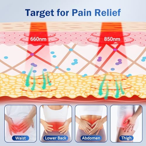 Comfytemp Cordless Red Light Therapy Belt for Body, Portable Rechargeable Near Infrared Light Therapy Wrap, 19W Wireless Large Light Band with Timer for Waist Lumbar Lower Back Pain Relief